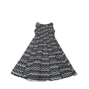 VOIR VOIR Geometric Chevron Sleeveless Midi Dress Women's Size 10 Black‎ White